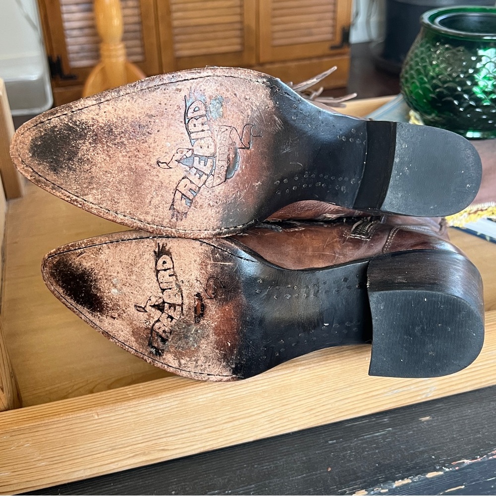 Freebird by Steven Stoke Tan Brown Distressed Leather Buckle Boots 8 - Picture 16 of 16